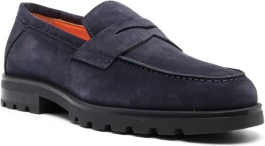 Santoni Rock penny-slot suede loafers Blue