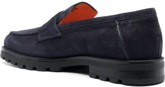 Santoni Rock penny-slot suede loafers Blue