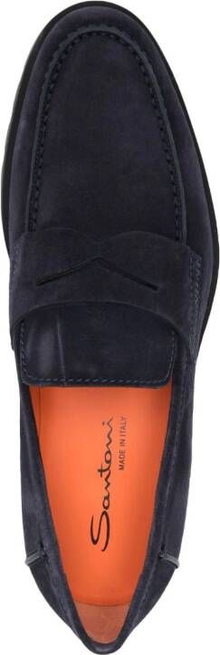Santoni Rock penny-slot suede loafers Blue