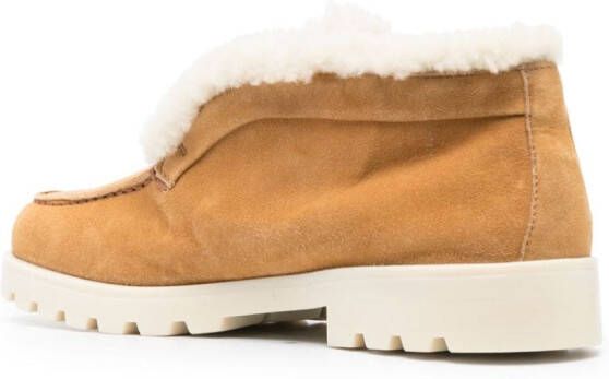 Santoni shearling suede loafers Neutrals