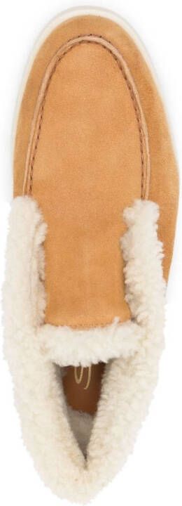 Santoni shearling suede loafers Neutrals