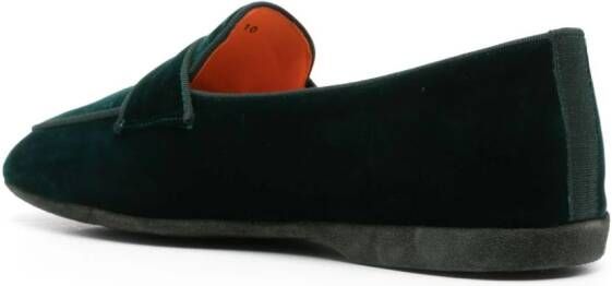 Santoni velvet slip-on slippers Green