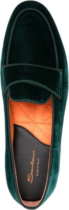 Santoni velvet slip-on slippers Green
