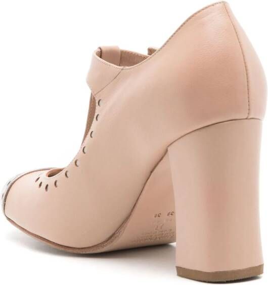 Sarah Chofakian Gabrielle 75mm perforated leather pumps Neutrals
