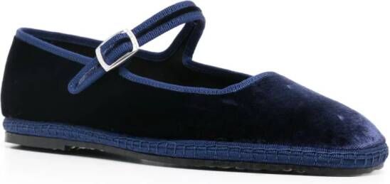 Scarosso Petra velvet ballerina shoes Blue