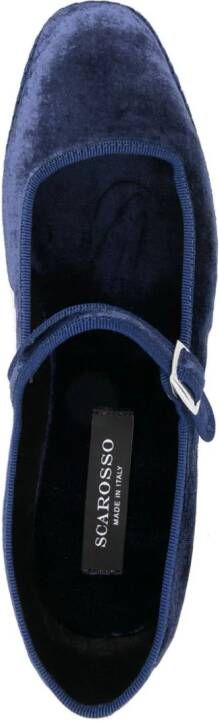 Scarosso Petra velvet ballerina shoes Blue