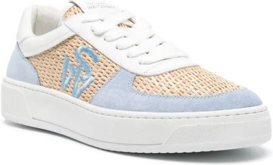Stuart Weitzman Courtside panelled raffia sneakers Blue