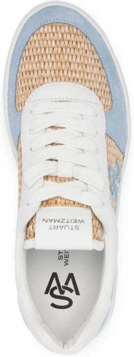Stuart Weitzman Courtside panelled raffia sneakers Blue