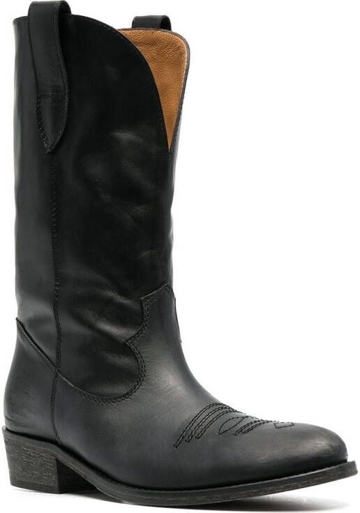 Via Roma 15 leather western-style boots Black