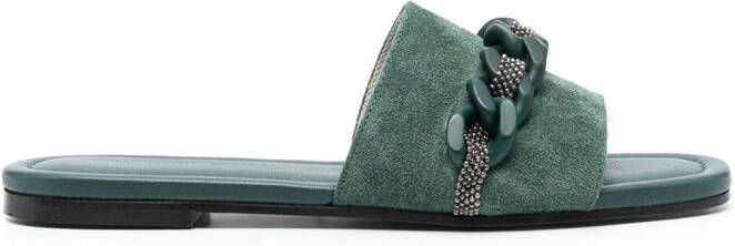 Fabiana Filippi 15mm open-toe suede slides Green