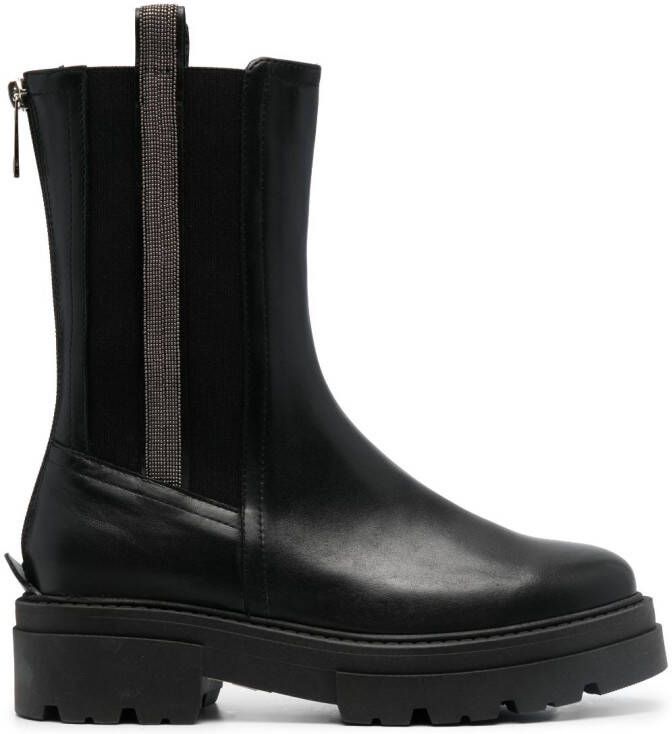 Fabiana Filippi bead-embellished combat boots Black