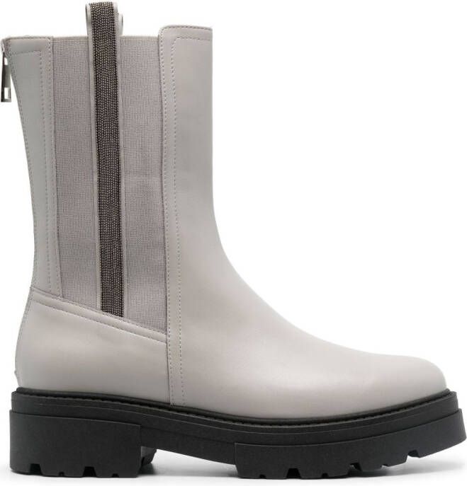 Fabiana Filippi bead-embellished combat boots Grey