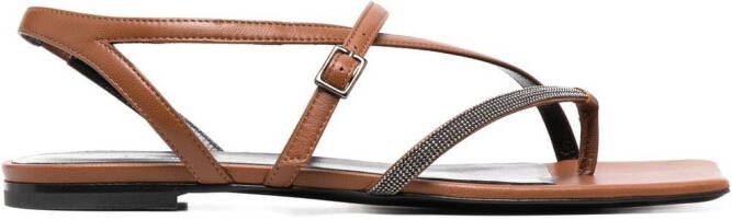 Fabiana Filippi bead-embellished cross-strap sandals Brown