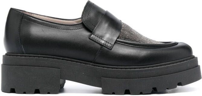 Fabiana Filippi bead-embellished slip-on loafers Black