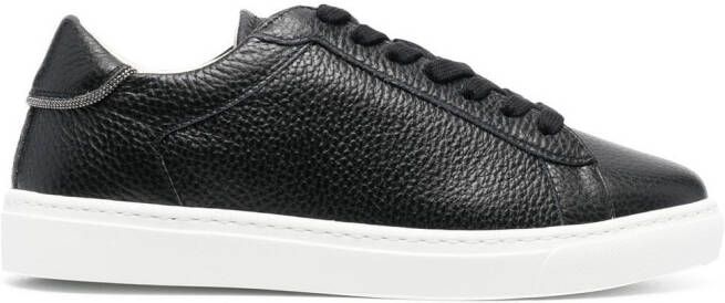 Fabiana Filippi pebbled-texture lace-up sneakers Black