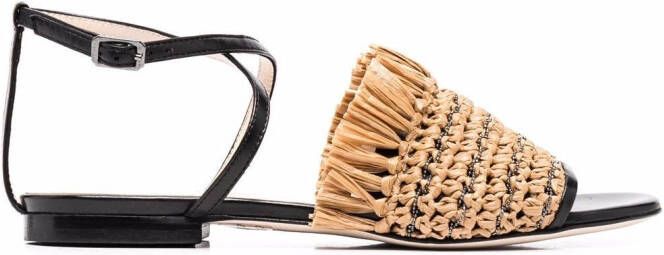 Fabiana Filippi raffia-strap leather sandals Neutrals