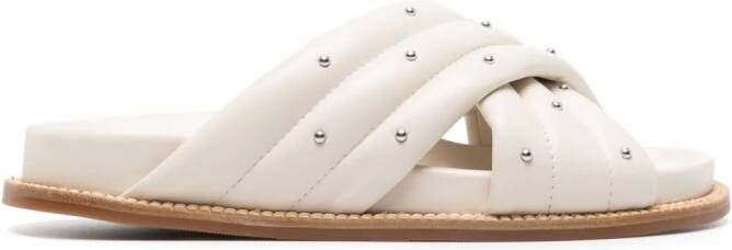 Fabiana Filippi stud-detailed leather slides White