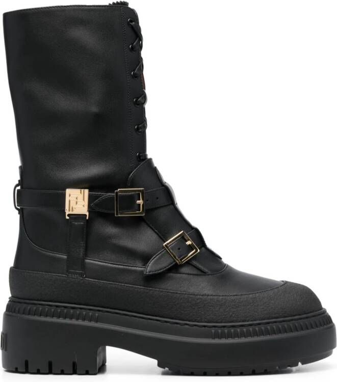 FENDI Delfina leather biker boots Black