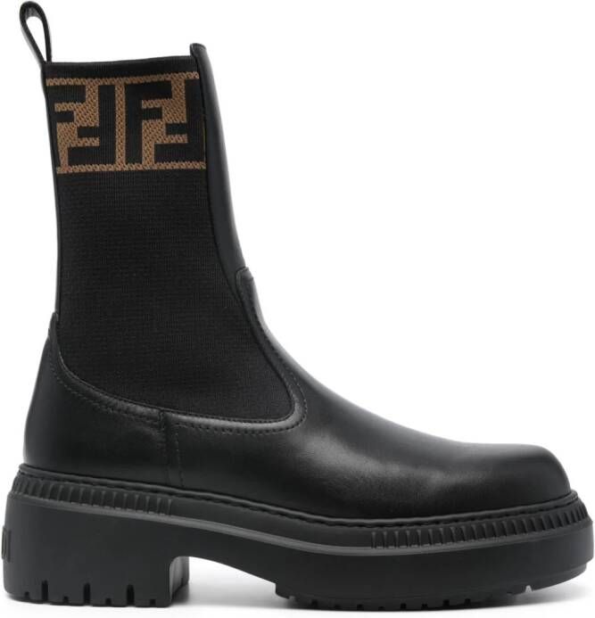 FENDI Domino leather ankle boots Black