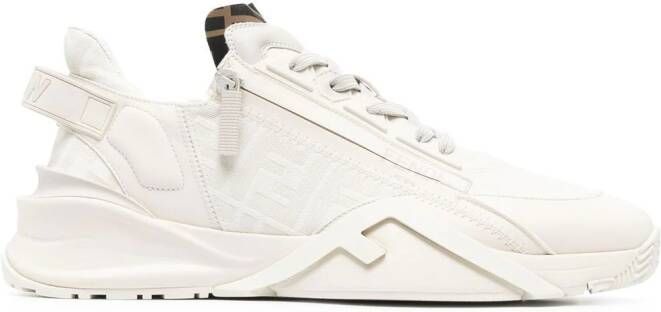 FENDI Flow leather low-top sneakers Neutrals