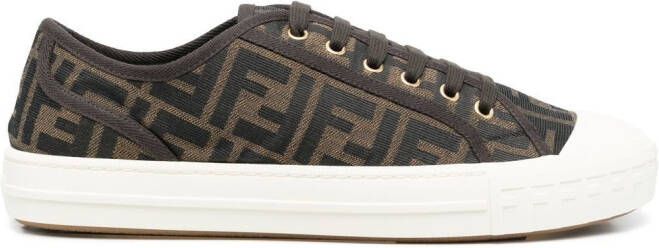 FENDI jacquard-logo low-top sneakers Brown
