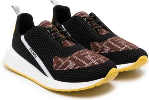 Fendi Kids FF-logo print low-top sneakers Black