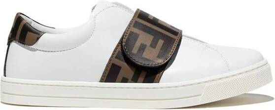 Fendi Kids logo-strap low-top sneakers White