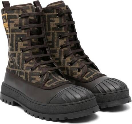 Fendi Kids Zucca monogram ankle boots Brown