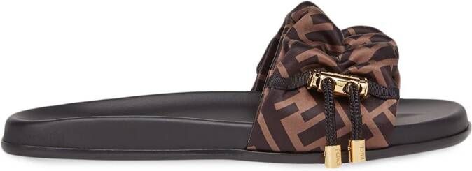 FENDI toggle-fastening FF-logo slides Brown