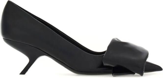Ferragamo 105mm oversized-bow leather pumps Black