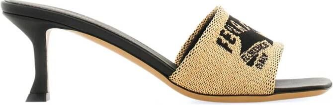 Ferragamo 55mm jacquard raffia sandals Neutrals