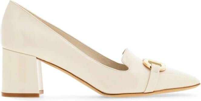 Ferragamo 60mm Gancini-plaque leather pumps Neutrals