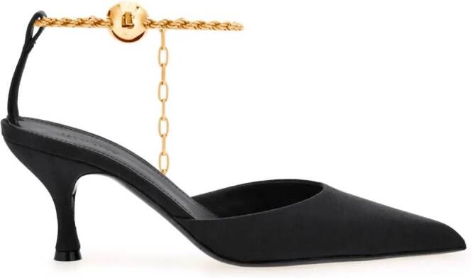 Ferragamo 70mm cable-link chain satin-finish pumps Black