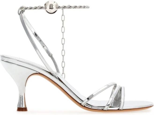 Ferragamo 70mm patent leather strappy sandals Silver