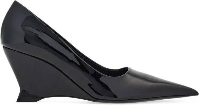 Ferragamo 70mm wedge-heel leather pumps Black