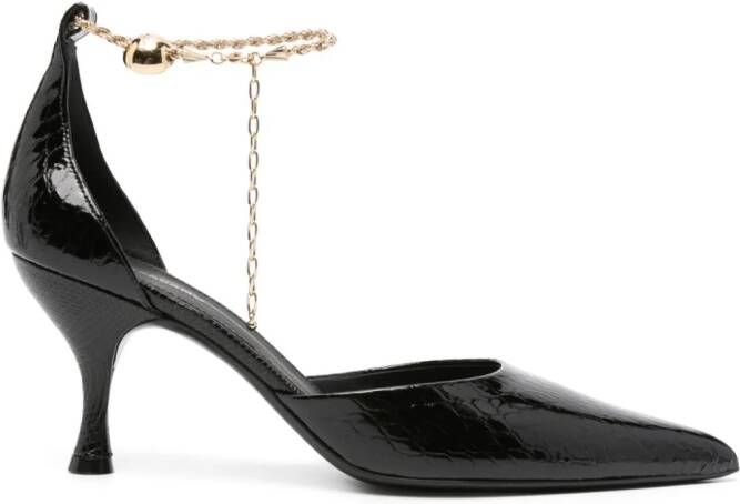 Ferragamo 80mm logo-engraved leather pumps Black