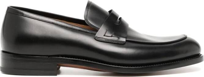 Ferragamo almond-toe leather loafers Black