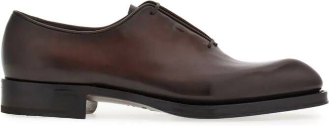 Ferragamo almond-toe leather oxford shoes Brown