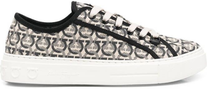 Ferragamo Anson Gancini-jacquard sneakers Neutrals