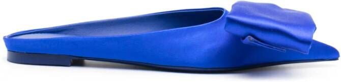 Ferragamo asymmetric-bow satin mules Blue