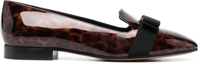 Ferragamo bow-detail leather loafers Brown