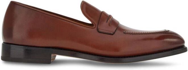 Ferragamo calf leather penny loafers Brown