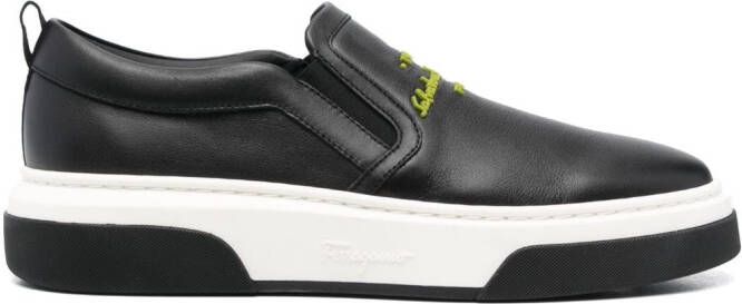 Ferragamo Cassina leather low-top sneakers Black