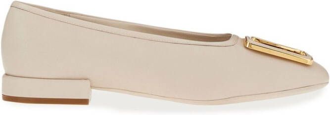 Ferragamo chunky-buckle ballerina flats BONE