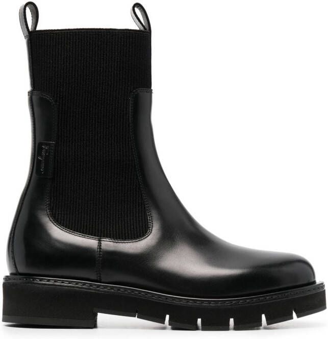 Ferragamo cleated-sole leather Chelsea boots Black