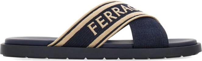 Ferragamo crossover-strap cotton sandals Blue