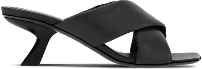 Ferragamo crossover-strap lambskin mules Black
