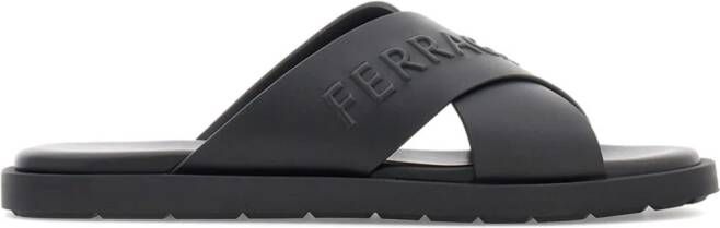 Ferragamo crossover-strap leather sandals Black