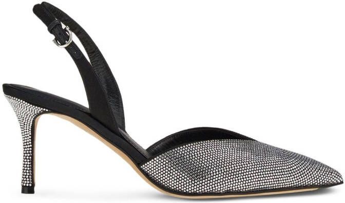 Ferragamo crystal embellished slingback pumps Black