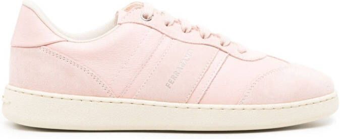 Ferragamo debossed-logo suede-leather trainers Pink